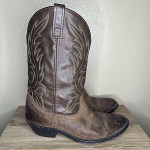 Laredo Lea Vamp Fox Brown Vegan Leather Cowboy Cowgirl  Western Boots Women's 8